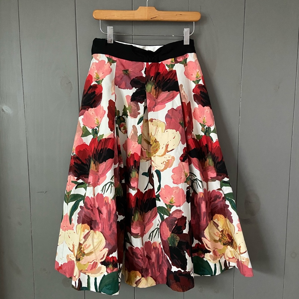 White House Black Market Floral Midi Skirt